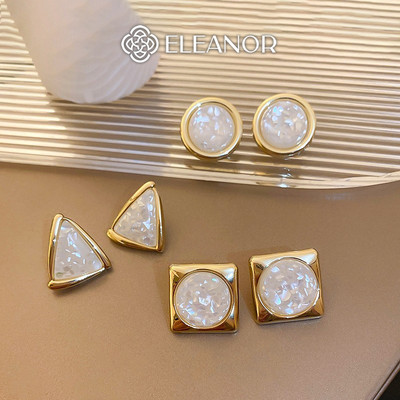 Bông tai nữ chuôi bạc 925 Eleanor Accessories đính đá phụ kiện trang sức khuyên tai hình học 9670