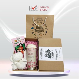  Ly giữ nhiệt khăn mặt gấp hình gấu teddy tặng kèm thiệp và túi giấy quà tặng cho thầy cô Ngày Nhà Giáo Việt Nam 20 11 