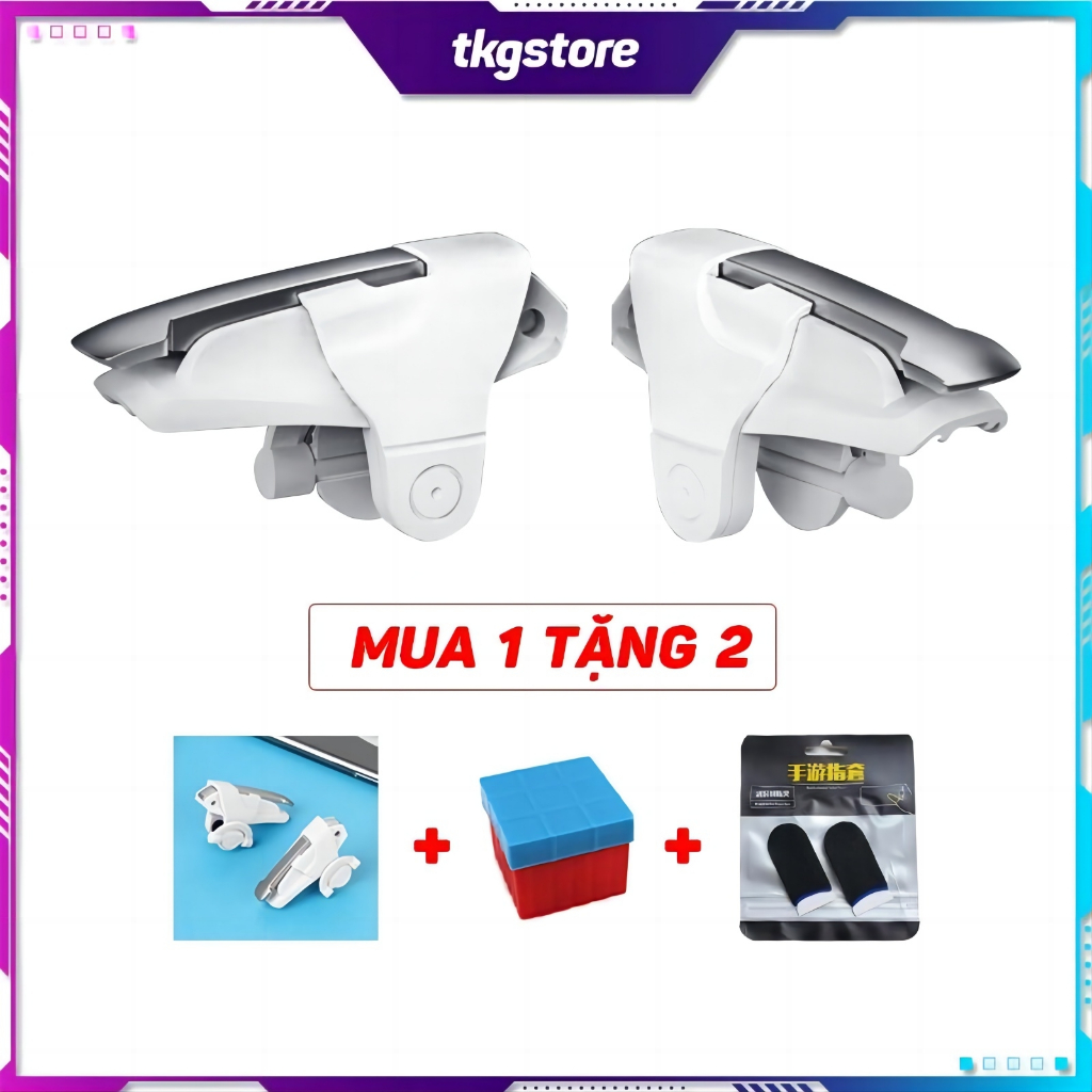 Nút bấm chơi game White Shark chất liệu nhựa ABS và hợp kim bền bỉ cực nhạy chơi game PUBG Mobile Free Fire