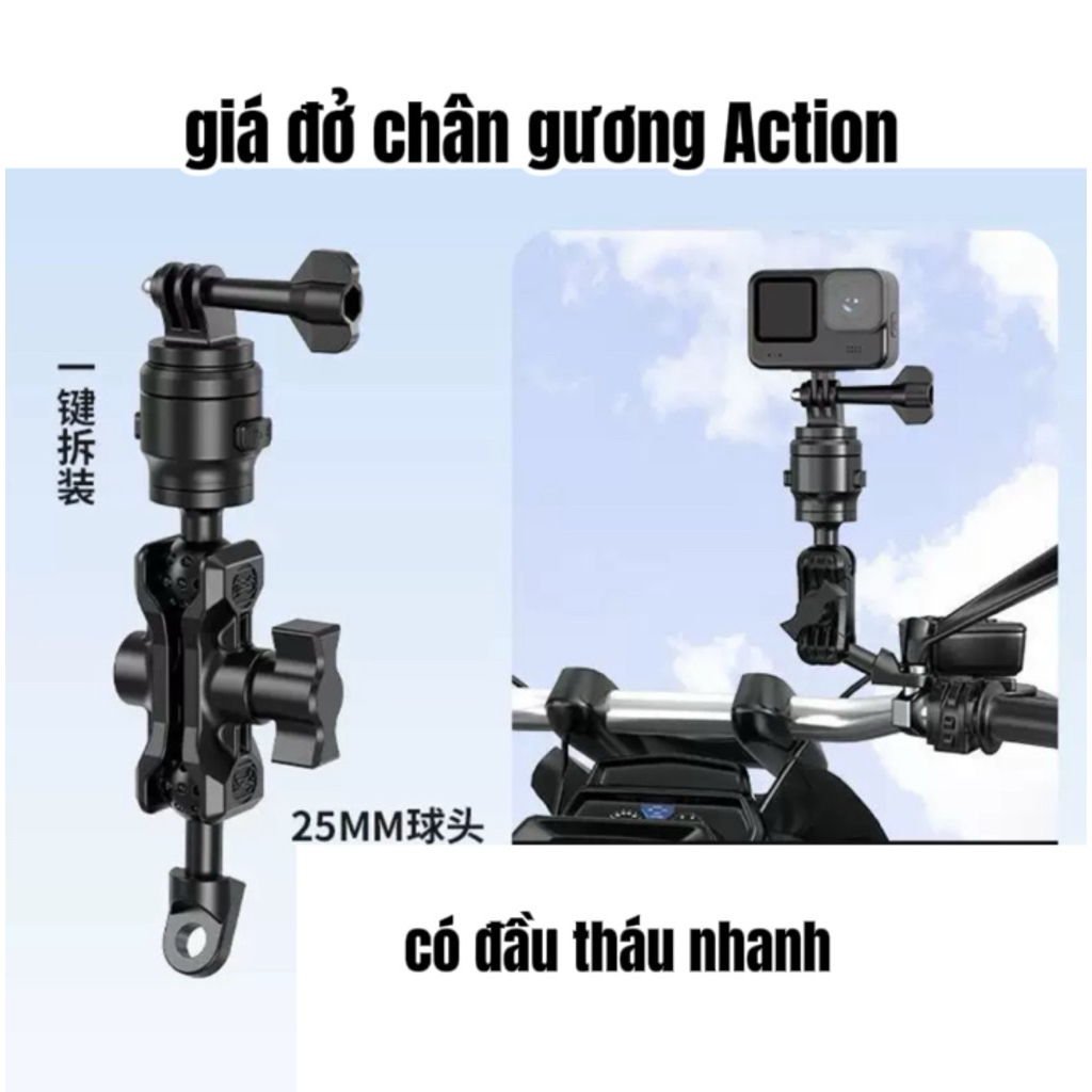 Giá Đỡ Gopro / Action Cam Xoay 360° – Phụ Kiện FPV, Xe Máy, Flycam Đa Năng