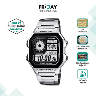  Đồng Hồ Casio Nam Điện Tử AE-1200WHD-1AVDF Mặt Vuông Dây Kim Loại Chính Hãng 