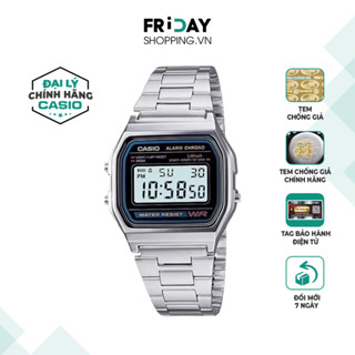 Đồng Hồ Casio Nam Điện Tử A158WA-1DF Mặt Vuông Dây Kim Loại Chính Hãng