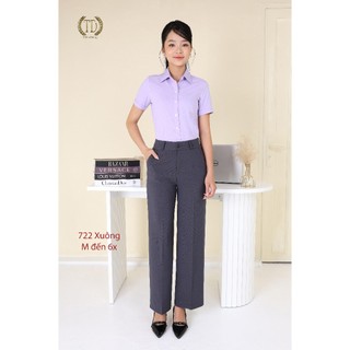 Quần tây nữ ống xuông vừa chất vải dày dặn có độ co giãn tốt lưng cao mặc trên rốn 3cm mã 722