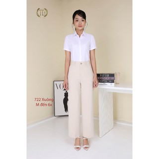 Quần tây nữ ống xuông vừa chất vải dày dặn có độ co giãn tốt lưng cao mặc trên rốn 3cm mã 722