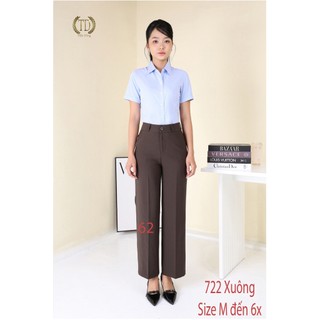 Quần tây nữ ống xuông vừa chất vải dày dặn có độ co giãn tốt lưng cao mặc trên rốn 3cm mã 722