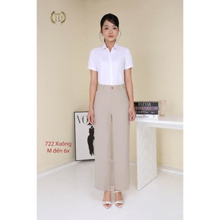 Quần tây nữ ống xuông vừa chất vải dày dặn có độ co giãn tốt lưng cao mặc trên rốn 3cm mã 722