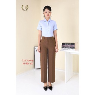 Quần tây nữ ống xuông vừa chất vải dày dặn có độ co giãn tốt lưng cao mặc trên rốn 3cm mã 722