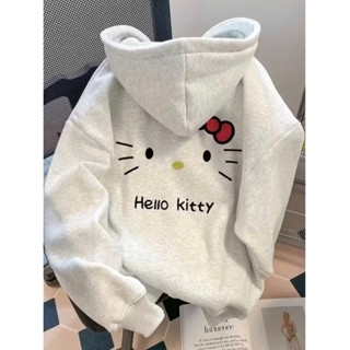  Áo Khoác Hoodie Zip in hai mặt MÈO NƠ ĐỎ - Áo nỉ sweater dài tay form rộng nam nữ mặc thu đông 