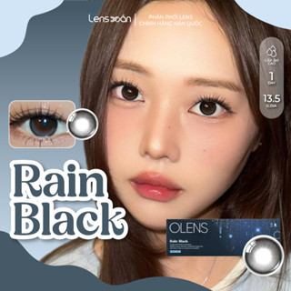  LENS 1 NGÀY cận LENS XOẮN kính áp tròng cận đen tự nhiên ánh xanh có viền mỏng tròn mắt cấp ẩm cao OLENS RAIN BLACK 