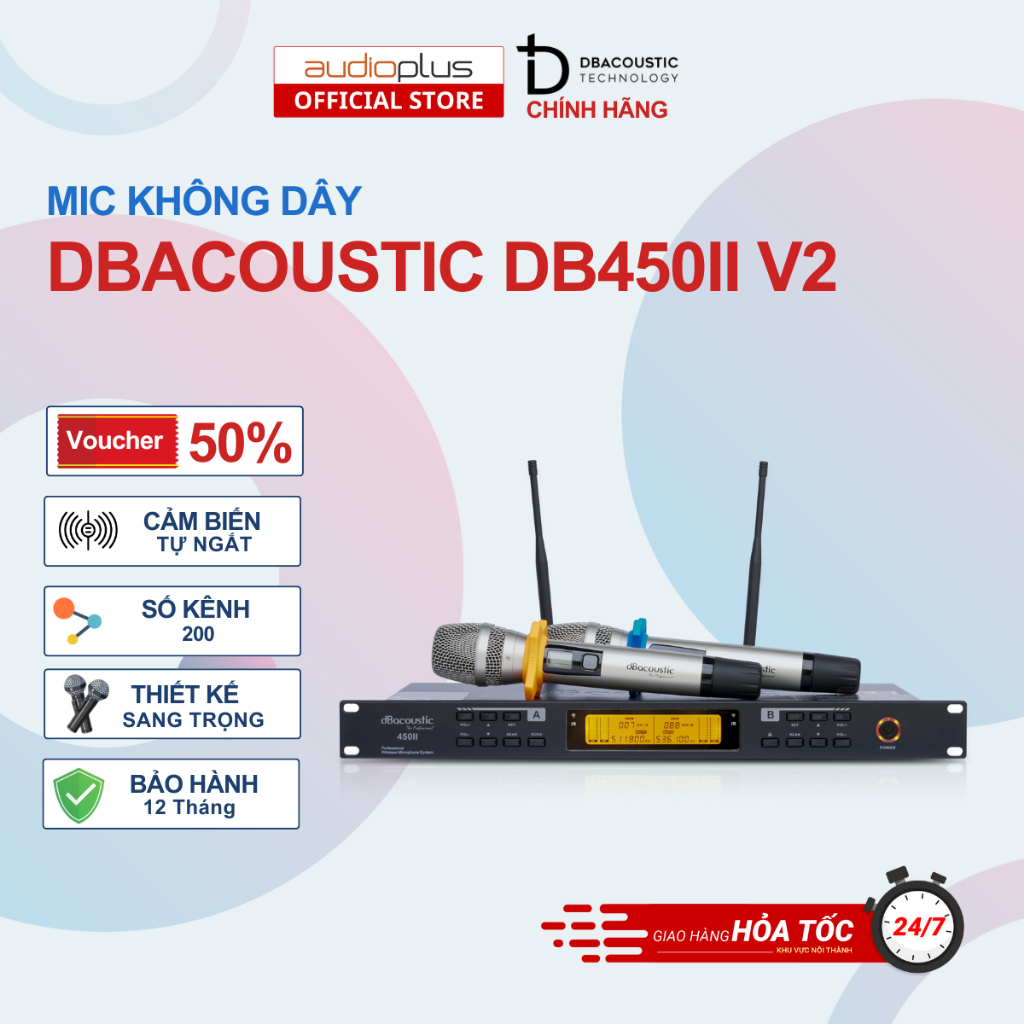 Mic không dây DBAcoustic DB450II V2 - 5 chế độ ECHO - Hàng chính hãng - BH 12 tháng