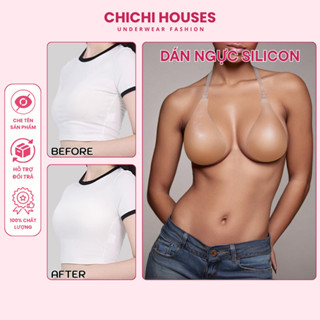  Áo Dán Kéo Silicone Nâng Ngực Tàng Hình Hở Khe Ngực Tặng Kèm Dây Trong Suốt Chichi Bra 4055 