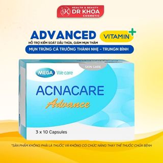  ACNACARE Advance Viên Uống Hỗ Trợ Giảm Mụn Dầu Nhờn Chống Lão Hóa Da  MEGA WE CARE  Hộp 30 Viên 