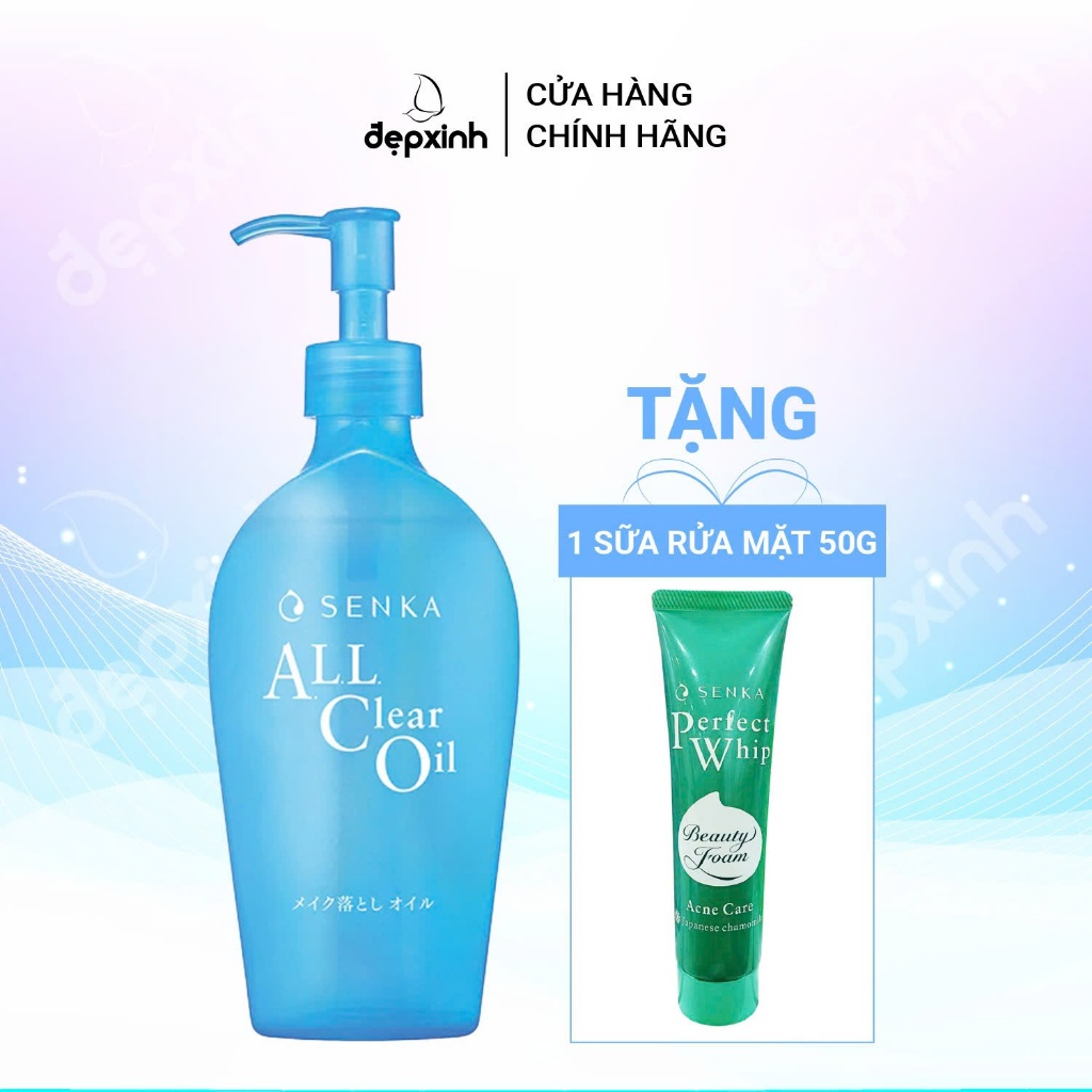 [TẶNG SRM 50G] Dầu tẩy trang Sạch Sâu Ẩm Mịn Senka All Clear Oil 230ml (Mới)