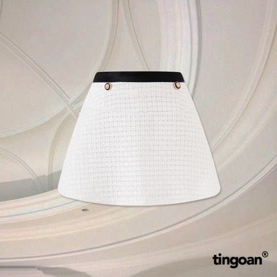 TINGOAN® - Chân váy tweed cạp tweed trắng phối viền trắng đính 2 cúc ROSE TEA SKIRT/WH