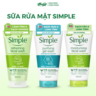  Sữa rửa mặt simple ngăn ngừa mụn làm sạch sâu thông thoáng lỗ chân lông dưỡng ẩm mềm mịn da 