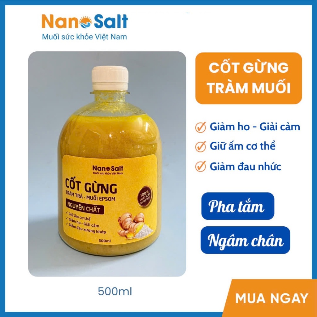 Cốt Gừng Kỳ Sơn - Tràm Trà - Muối Epsom 550ml, Thương Hiệu Nanosalt Nghệ An