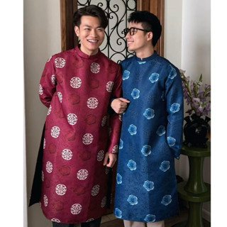  Áo Dài Nam Dáng Suông Cách Tân Lụa Gấm Kéo Khoá Lưng Sau N07 