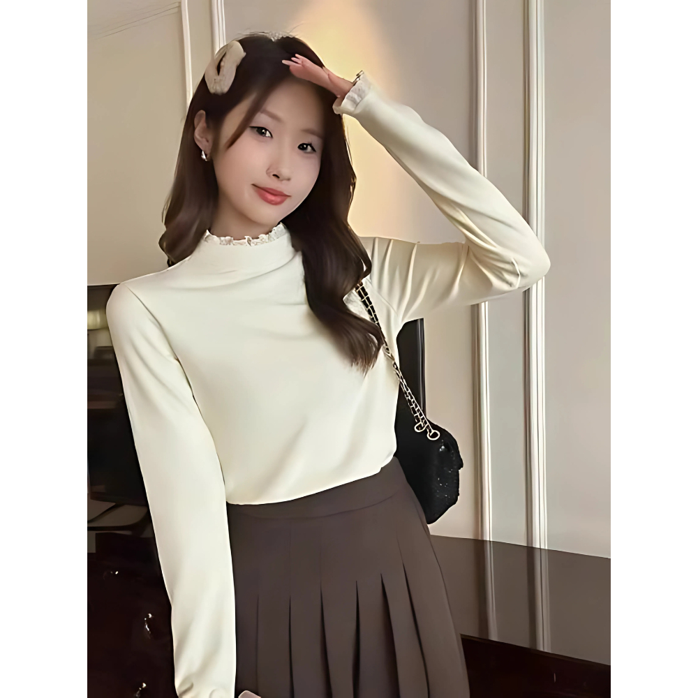[New Winter] Áo giữ nhiệt lông thỏ phối ren điệu đà ấm áp size 35-80kg | BigBuy360 - bigbuy360.vn