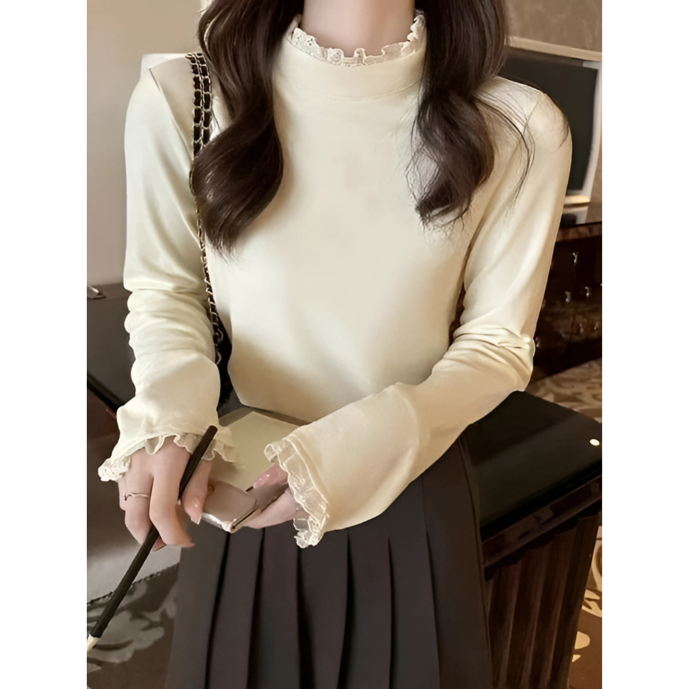 [New Winter] Áo giữ nhiệt lông thỏ phối ren điệu đà ấm áp size 35-80kg | BigBuy360 - bigbuy360.vn