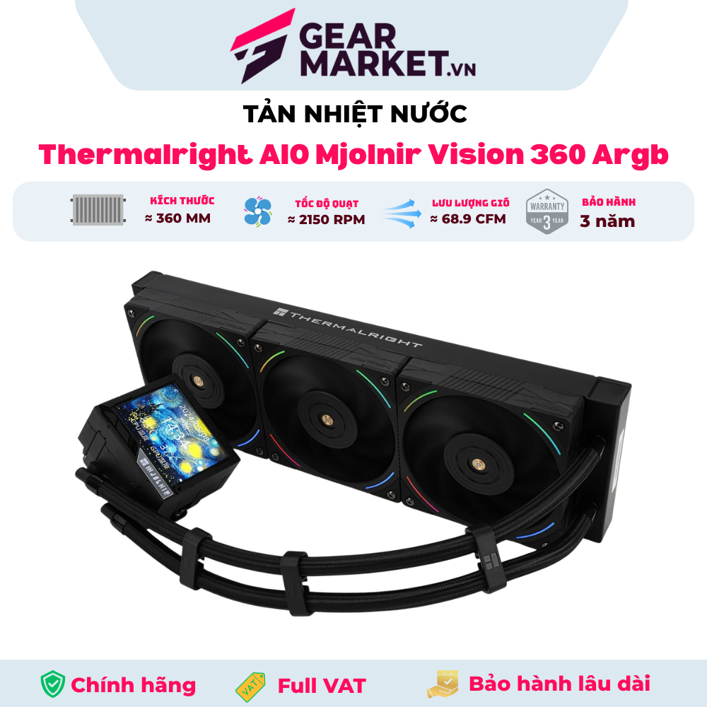 [FULL VAT] Tản nhiệt nước THERMALRIGHT AIO Mjolnir Vision 360 Argb Black - Bảo Hành 36 Tháng