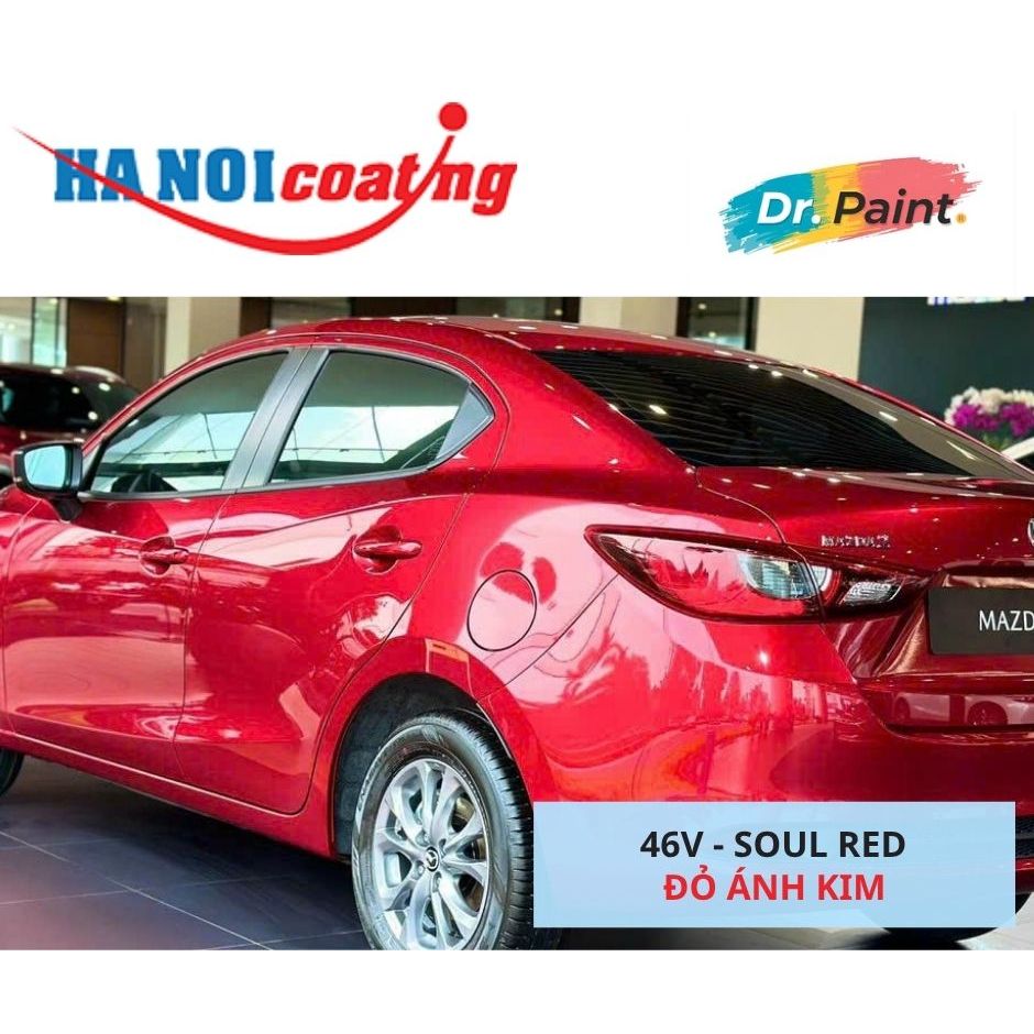 COMBO 2 Sơn Xịt Xóa Vết Xước cho xe Ô tô MAZDA 2 màu ĐỎ ÁNH KIM mã màu 46V - SOUL RED chính hãng DR.