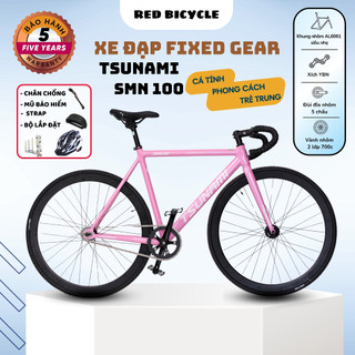   Nhiều màu  Xe Đạp Fixed Gear Tsunami SNM100 - Xe Đạp Tay Cong Nhẹ Khung Không Mối Hàn 
