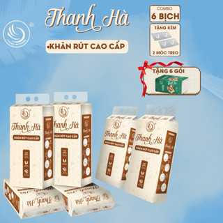  Mua 6 Tặng 6  Giấy Rút Treo Tường Thanh Hà Tặng 2 Móc Đôi Giấy Ăn 1280 tờ 4 lớp 140mmx175mm 
