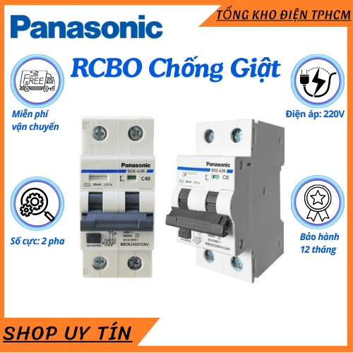 CB CHỐNG GIẬT PANASONIC chính hãng Cầu Dao Chống Giật Pana ,sonic 16A,20A, 25A, 32A, 40A, 50A, 60A
