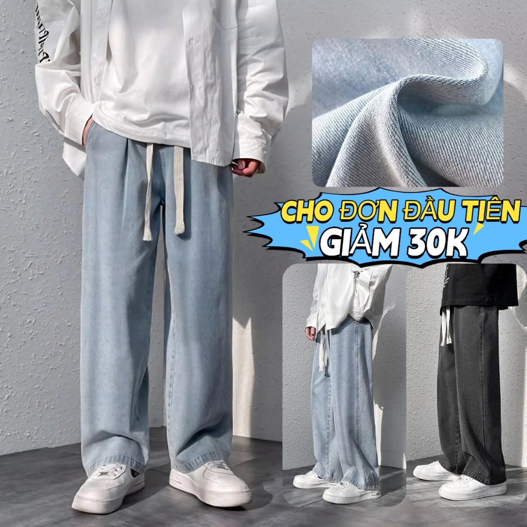 Quần jean quần jean nam ống rộng  phong cách tối giản baggy Form Suông WASH cao cấp Form Rộng Unisex