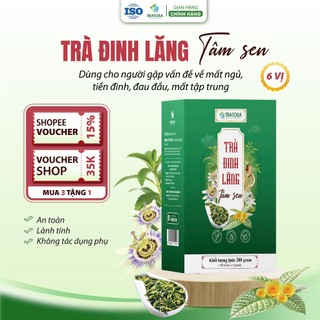  Trà đinh lăng tâm sen TRATOSA 6 Vị thảo dược - 50 túi lọc giúp an thần ngủ ngon sâu giấc 