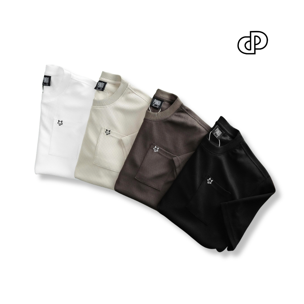 Áo thun nam nữ cao cấp vải waffle, túi thêu form rộng PUNDOHOMME  ATPD131