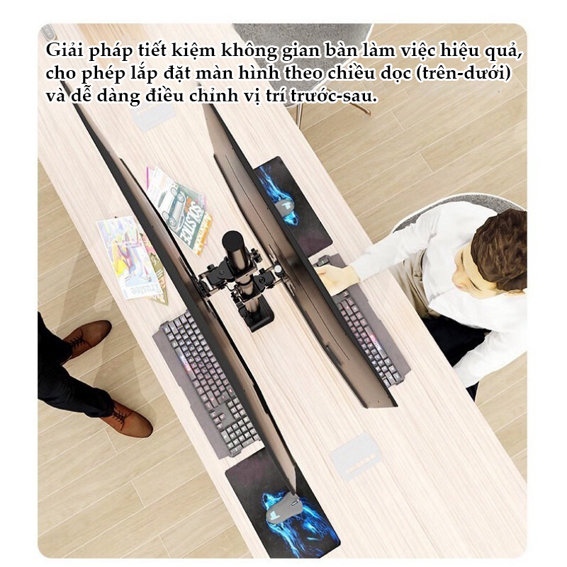 Giá Treo Hai Màn Hình Kẹp Bàn EXPOSE YZ-17 17-27Inch Xoay 360 Tay Treo Hai Màn Hình Máy Tính Xếp Màn Trên / Dướ | BigBuy360 - bigbuy360.vn