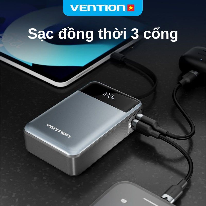 Sạc Dự Phòng 65W Vention 20000mAh, Hỗ Trợ Sạc Nhanh PD, Tích Hợp Cáp Sạc Type-C, Màn Hình LED Dùng Cho Điện Thoại Laptop | BigBuy360 - bigbuy360.vn