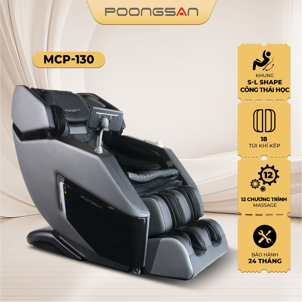 [BEST SELLER] Ghế Massage POOONGSAN MCP-130 Scan Body AI Massage Nhiệt Hồng Ngoại Không Trọng Lực 12 Chương Trình