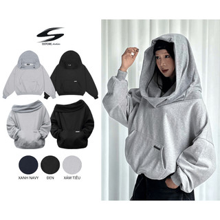  ÁO HOODIE PHỐI NÓN LEN TRÙM ĐẦU THIẾT KẾ TRỄ VAI - CHẤT VẢI CHÂN CUA THOÁNG MÁT KIỂU DÁNG FORM RỘNG CÁ TÍNH UNISEX | SSS 