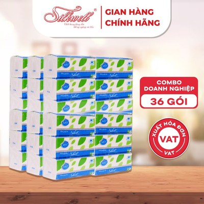 Combo 36 gói Giấy ăn Silkwell 250 tờ 2 lớp cao cấp, siêu mềm mịn không tẩy trắng hàng