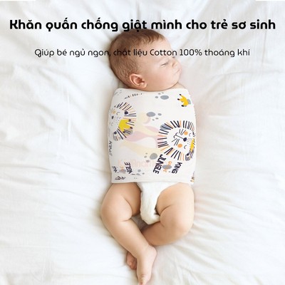 Khăn quấn cho bé sơ sinh chống giật mình,Ủ quấn cho bé sơ sinh 0-12M KidAndMom Vải Cotton Organic