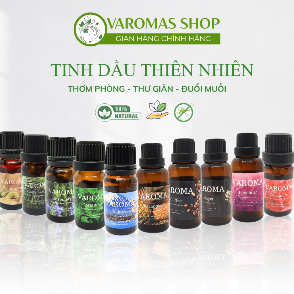 Tinh dầu VaromaS thiên nhiên nguyên chất 10ml thơm phòng đuổi muỗi kiểm định chất lượng Quatest 3 nhập khẩu COA TD