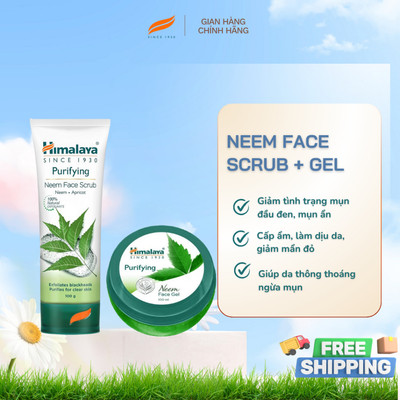 COMBO Tẩy tế bào chết neem Himalaya Neem Scrub 100ml + Gel dưỡng neem Himalaya Neem Face Gel 100ml