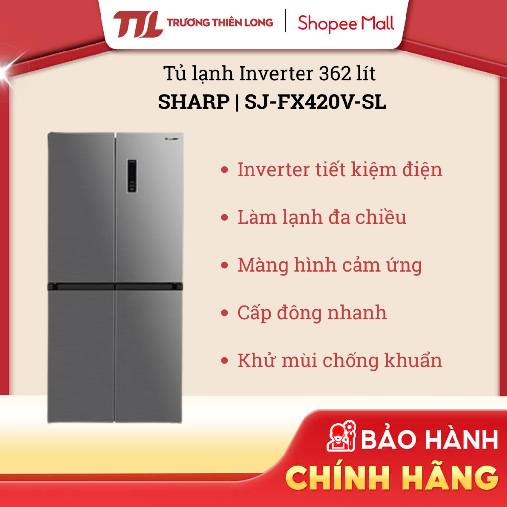 SJ-FX420V-SL - Tủ Lạnh Sharp Inverter 362 Lít SJ-FX420V-SL