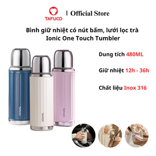  Bình giữ nhiệt có nút bấm TAFUCO Ionic One Touch 480ml Inox 316  Tím Pastel Trắng kem  
