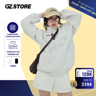  Áo khoác Hoodie zip cổ cao logo thêu chất nỉ bông cao cấp form rộng nam nữ unisex Hàn Quốc - GZHZ21 