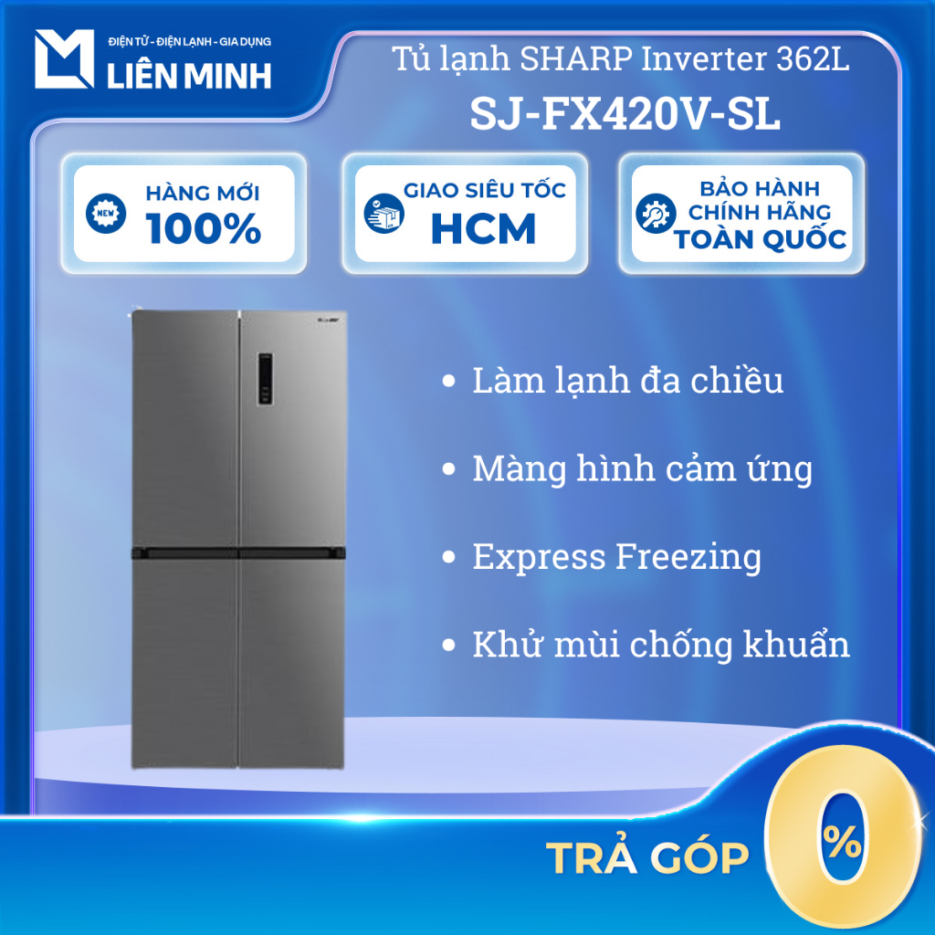 SJ-FX420V-SL - Tủ Lạnh Sharp Inverter 362 Lít SJ-FX420V-SL