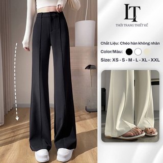   M14Q  Quần Tây Nữ Công Sở Ống Loe Đứng Ly Gân Lưng Cao Tôn Dáng Phong Cách Hiện Đại 