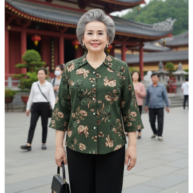 Áo sơ mi tay dài cho người già/ Áo cho người cao tuổi U70 U80