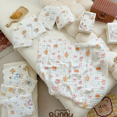 Khăn tắm cho bé KidAndMom Bunny hoạ tiết cổ tích, 6 lớp vải xô mềm mịn, thấm hút tốt, giặt nhanh khô
