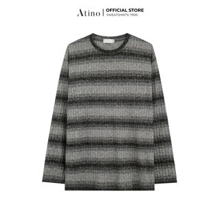  Áo Nỉ Thun Dài Tay Nam Kẻ Sọc Ngang ATINO Chất Thun Nỉ Ấm Áp Trẻ Trung Form Fitted L.1.7900 