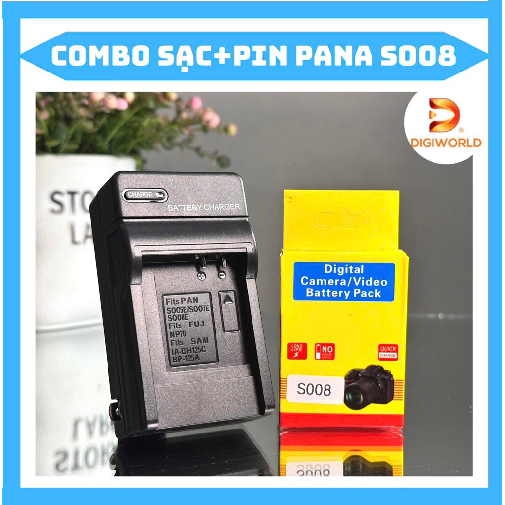 Bộ Sạc Pin Panasonic S008/BCE10 ( Bộ Sạc Pin thay thế )dùng cho DMC-FX30, FX33, FX35, FX37, FX38, DM