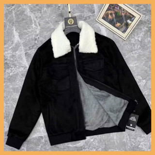  Áo Khoác Nam Cổ Lông Bên Trong Lót Lông Trẻ Trung Giữ Ấm Chất Da Lộn Áo Khoác Nam Mùa Đông Đẹp 