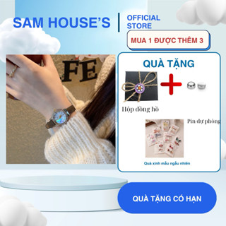   Tặng kèm kẹp xinh  Đồng hồ nữ Doukou tròn đính đá giọt nước nhiều màu 12 số 